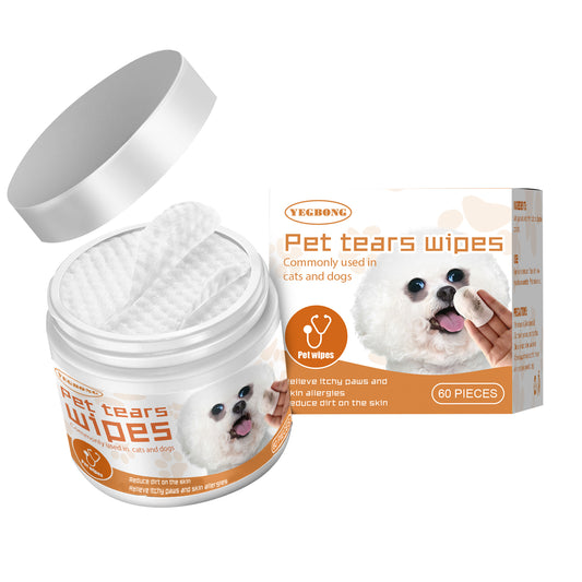 Pet wet wipes for tear stains and eye cleaning on dogs and cats
