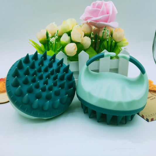 Silicone bath and shampoo massage brush for dogs — soft bristle grooming brush