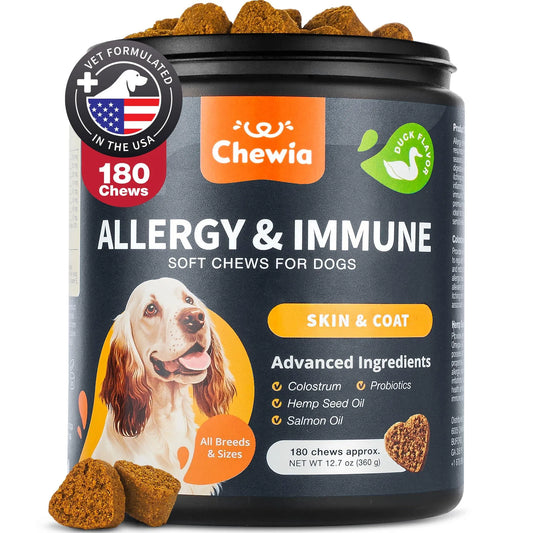 Allergy and itch relief chews for dogs with salmon oil, 180 count